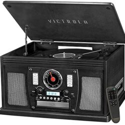 Victrola 8-in-1 Bluetooth Record Player & Multimedia Center, Built-in Stereo Speakers – Turntable, Wireless Music Streaming
