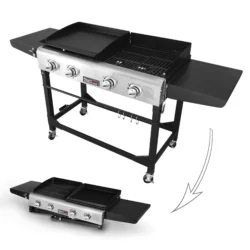 4-Burner Portable Propane Flat Top Gas Grill and Griddle Combo Black - Image 5