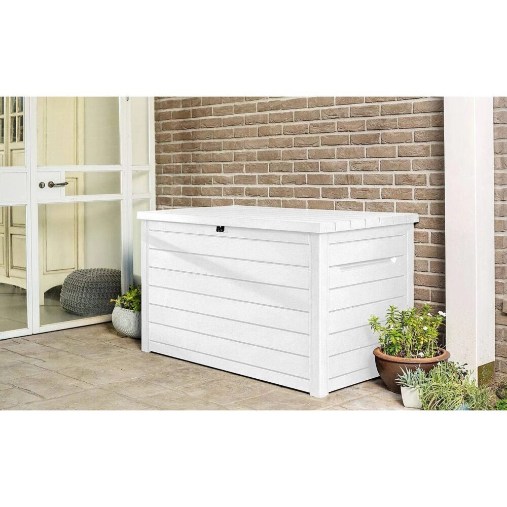 Keter XXL 230 Gallon Deck Storage Box Outdoor Patio Container White - Image 10