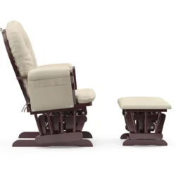 Stork Craft Hoop Custom Glider and Ottoman Set, White/Taupe Swirl - Image 7
