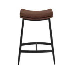Nathan James Arlo 27 in. Modern Backless Upholstered Counter Height Bar Stool with Metal Frame Brown/Matte Black Set of 2 - Image 5