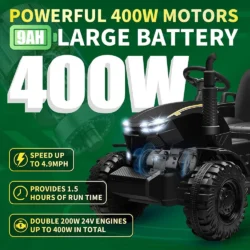 Joyracer 24 Volt Ride on Toys with Remote Control, 400W Motor, 9AH Battery Powered Ride on Tractor - Image 3