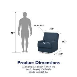 Baby Relax DE68804 39 x 38.5 x 32 in. Raymond Swivel Glider Recliner Chair, Dark Blue - Image 8