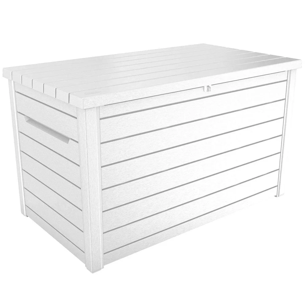 Keter XXL 230 Gallon Deck Storage Box Outdoor Patio Container White