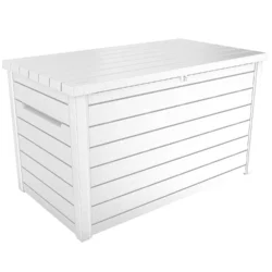 Keter XXL 230 Gallon Deck Storage Box Outdoor Patio Container White