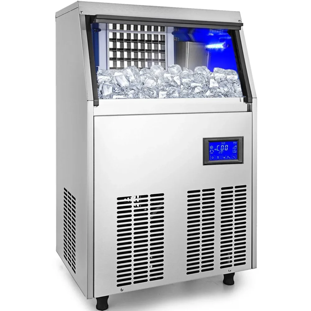 33-lbStorage Ice Maker 110-lb Freestanding Cubed Ice Maker (201 Stainless Steel)