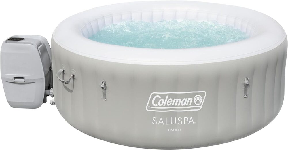 Inflatable Hot Tub Spa | Portable Hot Tub with Heated Water System and 140 Bubble Jets | Fits Up to 4 People