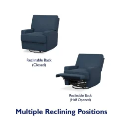 Baby Relax DE68804 39 x 38.5 x 32 in. Raymond Swivel Glider Recliner Chair, Dark Blue - Image 7