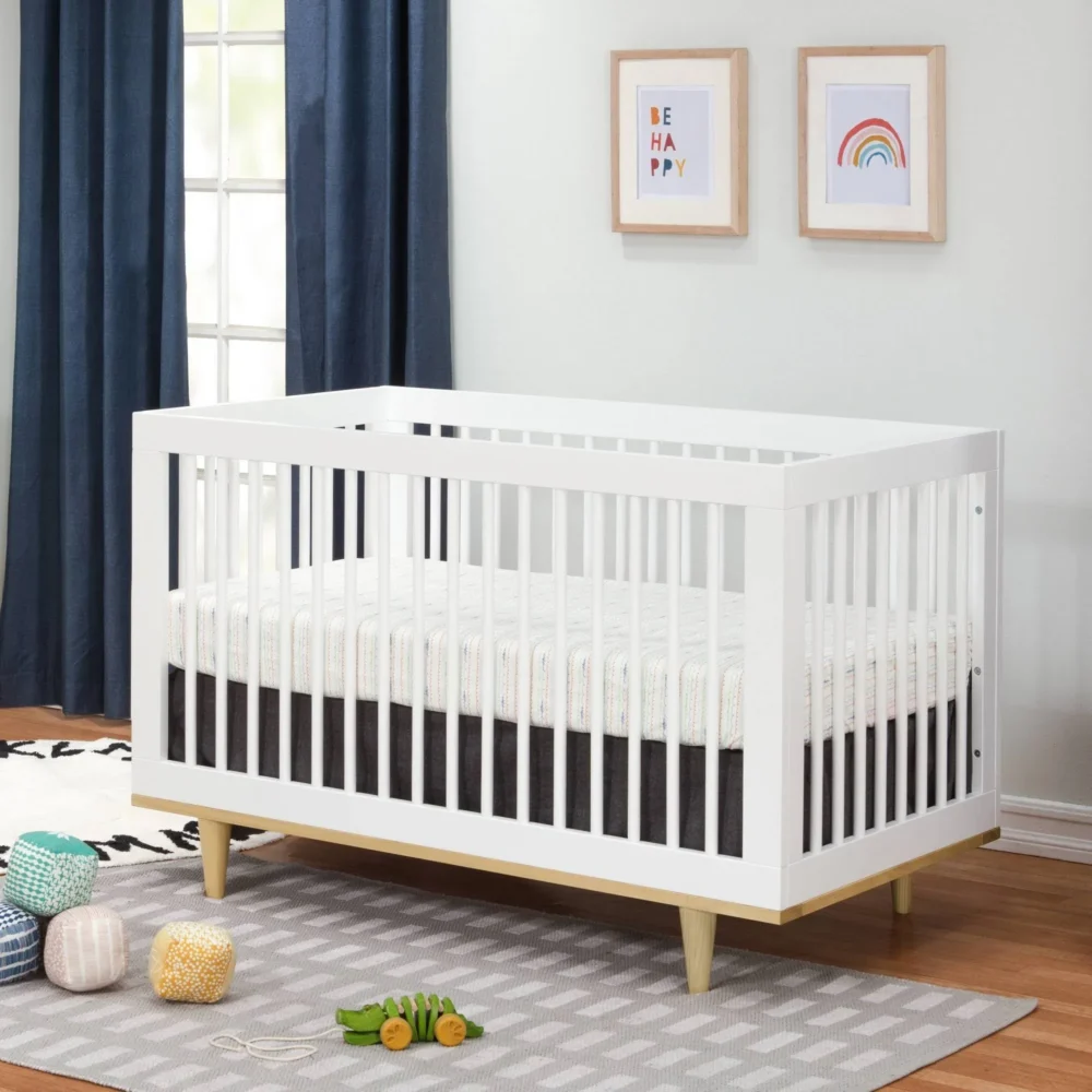 Baby Mod Marley 3-in-1 Convertible Crib, Greenguard Gold Certified - White and Natural - Image 7