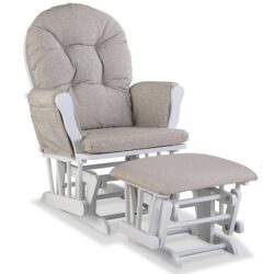 Stork Craft Hoop Custom Glider and Ottoman Set, White/Taupe Swirl