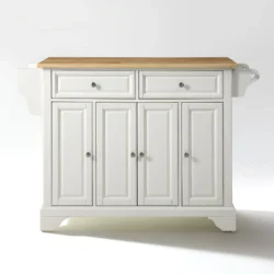 Crosley Lafayette Natural Wood Top Kitchen Island - White