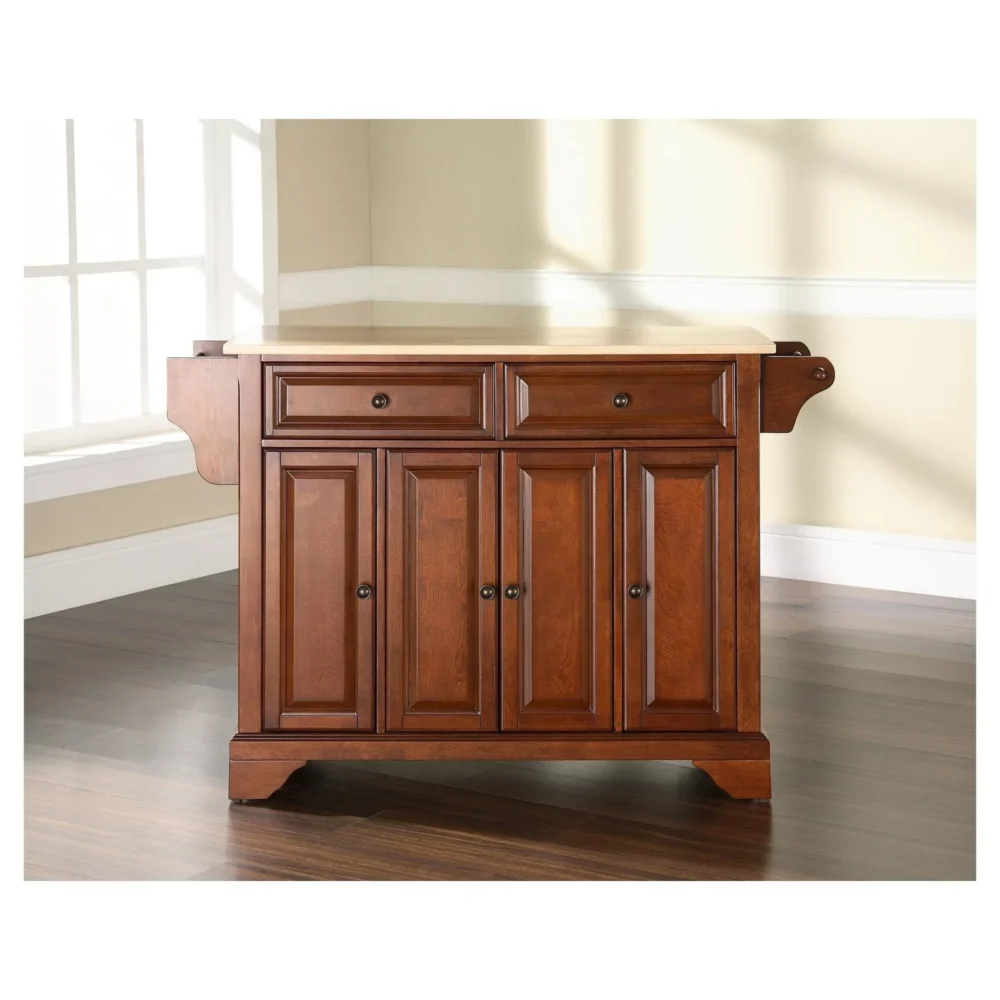 Crosley Lafayette Natural Wood Top Kitchen Island - Cherry - Image 2