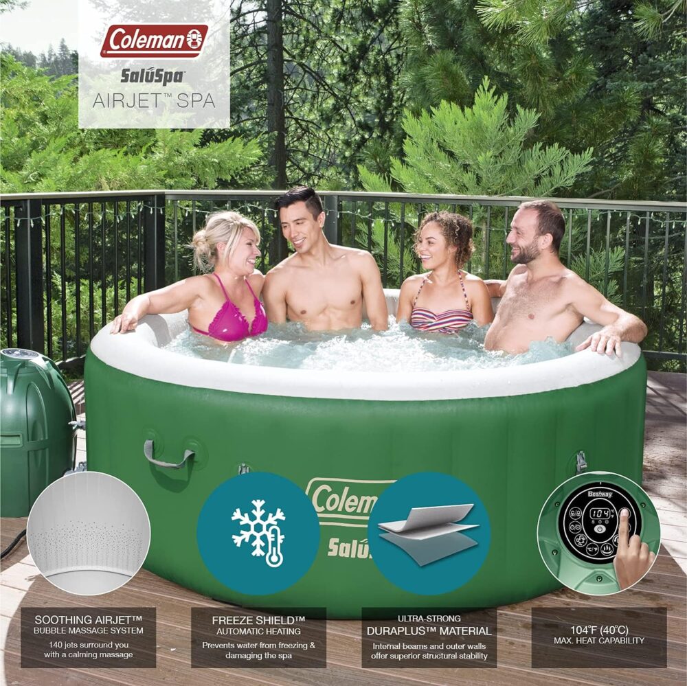 Inflatable Hot Tub Spa | Portable Hot Tub with Heated Water System and 140 Bubble Jets | Fits Up to 4 People - Image 12