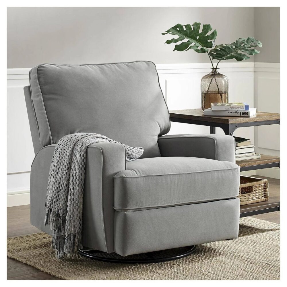 LuAnn Swivel Gliding Recliner Gray - Baby Relax - Image 2