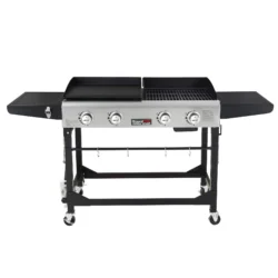 4-Burner Portable Propane Flat Top Gas Grill and Griddle Combo Black