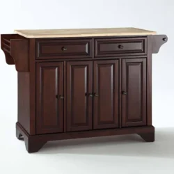 Crosley Furniture LaFayette Natural Wood Top Kitchen Island, Mahogany