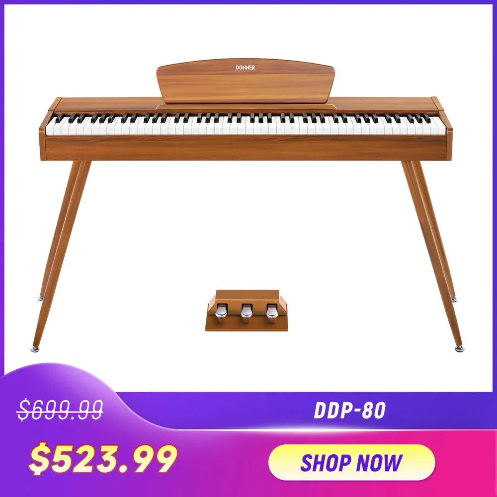 Donner DDP-80 Wood Weighted 88 Key Digital Piano Graduation Gifts for The Home Full Size Electric Keyboard for Beginner Brown - Image 7