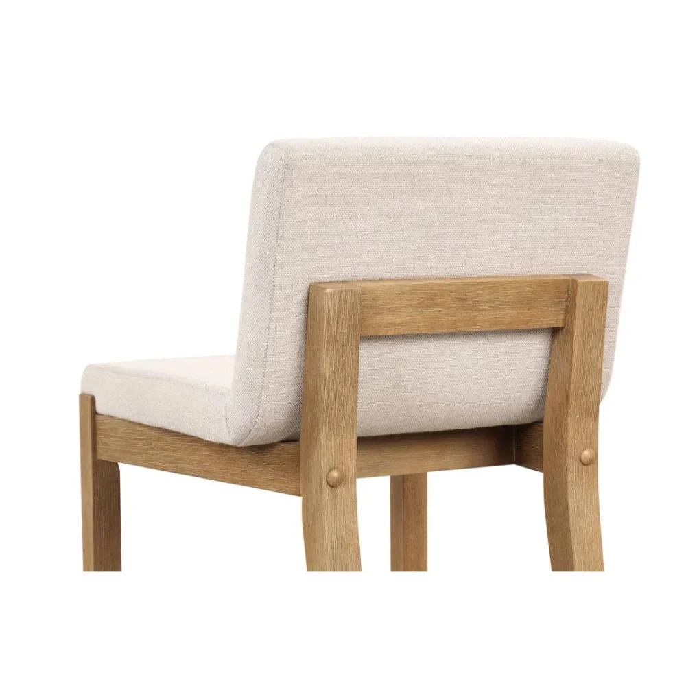 Nathan James Gracie Modern Counter Height Bar Stool with Back, Counter Stool Upholstered Chair with Natural Textured Linen and Brushed Wooden Legs, - Image 4