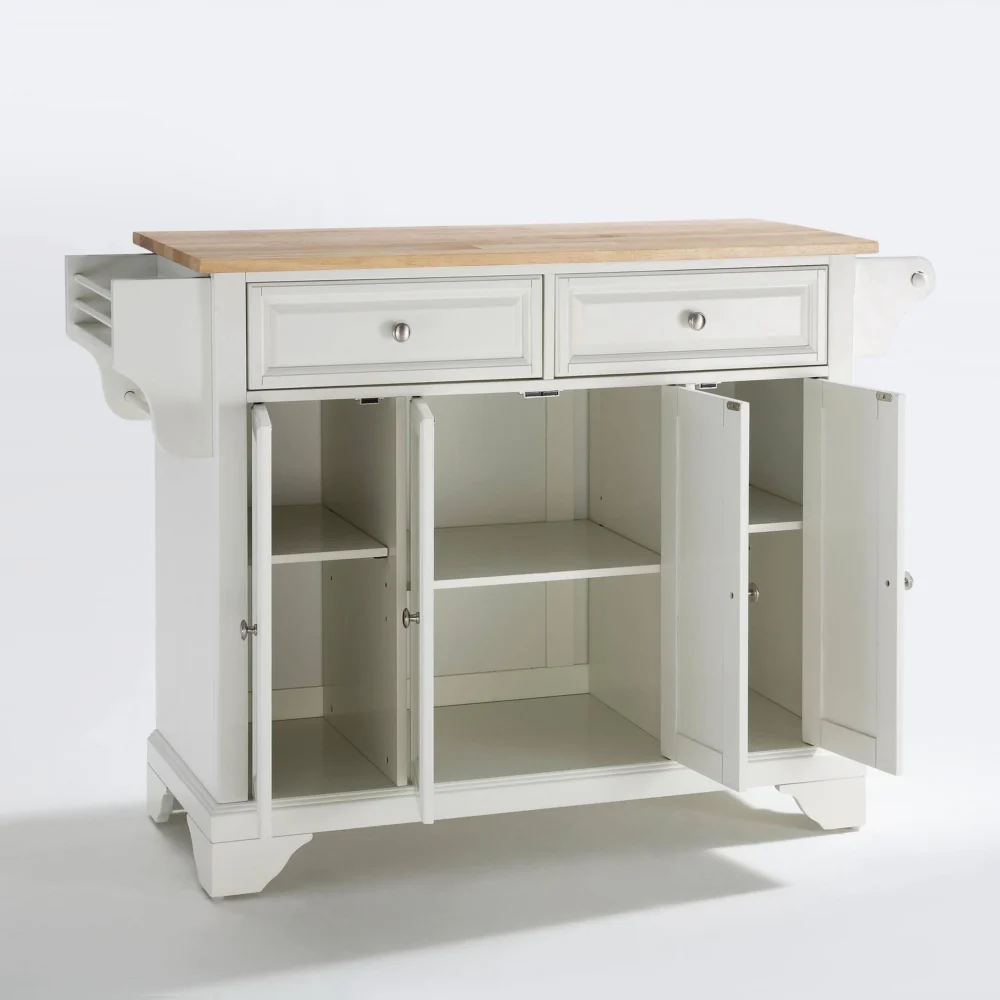 Crosley Lafayette Natural Wood Top Kitchen Island - White - Image 10