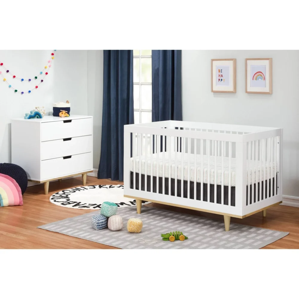 Baby Mod Marley 3-in-1 Convertible Crib, Greenguard Gold Certified - White and Natural - Image 5