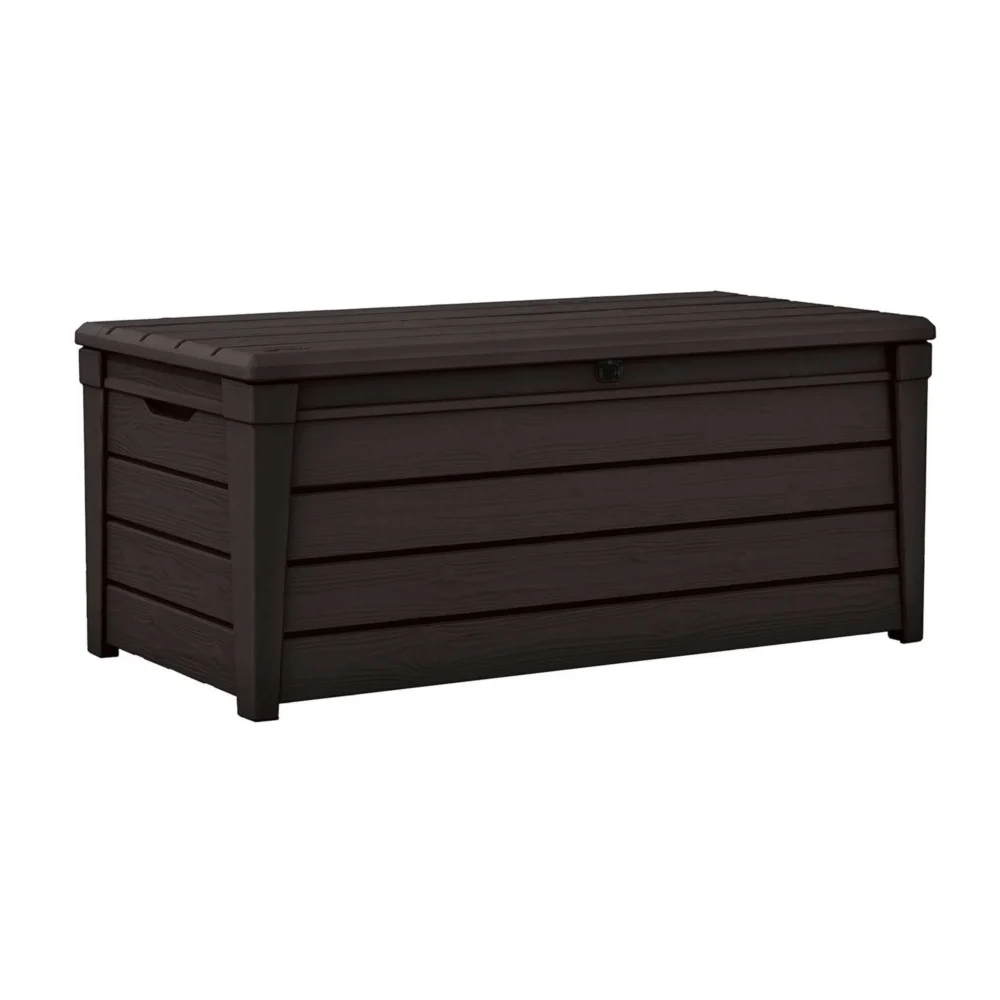 Keter Brightwood 120 Gallon Outdoor Plastic Storage Deck Box- Brown