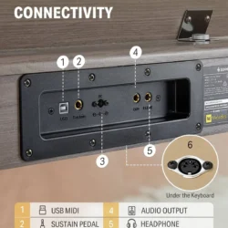 Donner 88 Key Digital Piano for Beginner, DDP-60 Electric Piano Include 3 Piano Style Pedals, Power Supply, Stand, Gray, Size: Standard - Image 7