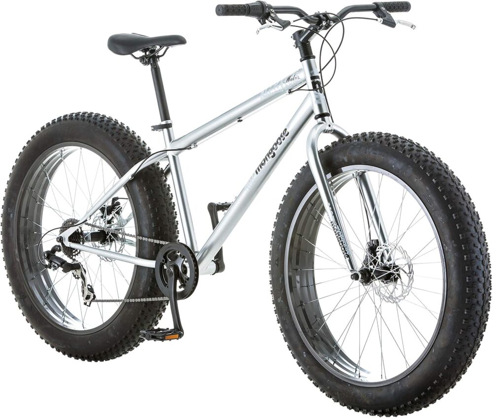 Mongoose Malus Mens and Women Fat Tire Mountain Bike, 26-Inch Bicycle Wheels, 4-Inch Wide Knobby Tires, Steel Frame, 7 Speed Drivetrain, Shimano Rear Derailleur, Disc Brakes - Image 7