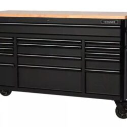 Heavy Duty 61 in. W x 23 in. D 15-Drawer Mobile Workbench with Solid Wood Top - Image 2