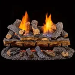 Ventless Dual Fuel GAS Log Set - 24 in. Berkshire Stacked Oak - Remote Control - Image 4
