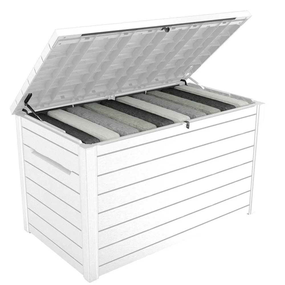 Keter XXL 230 Gallon Deck Storage Box Outdoor Patio Container White - Image 2