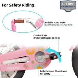 Little Daisy 12 Inch Kids Bike for 2 3 4 Years Girls with Training Wheels - Image 2