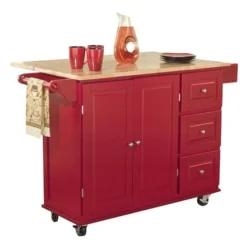 Hardiman Kitchen Cart Three Posts Base Finish: Red