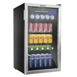 EUHOMY Beverage Refrigerator, 126 Can Mini fridge with Glass Door