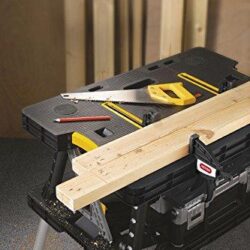 Keter – 197283 Folding Table Work Bench for Miter Saw Stand, Woodworking Tools and Accessories with Included 12 Inch Wood Clamps – Easy Garage Storage Black/Yellow - Image 3