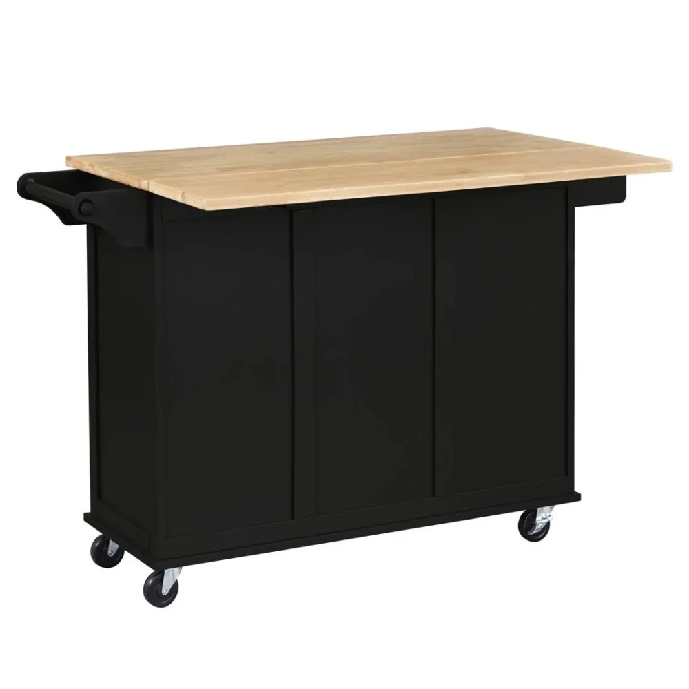 Three Posts Hardiman Kitchen Island with Wood Top Base, Black - Image 8