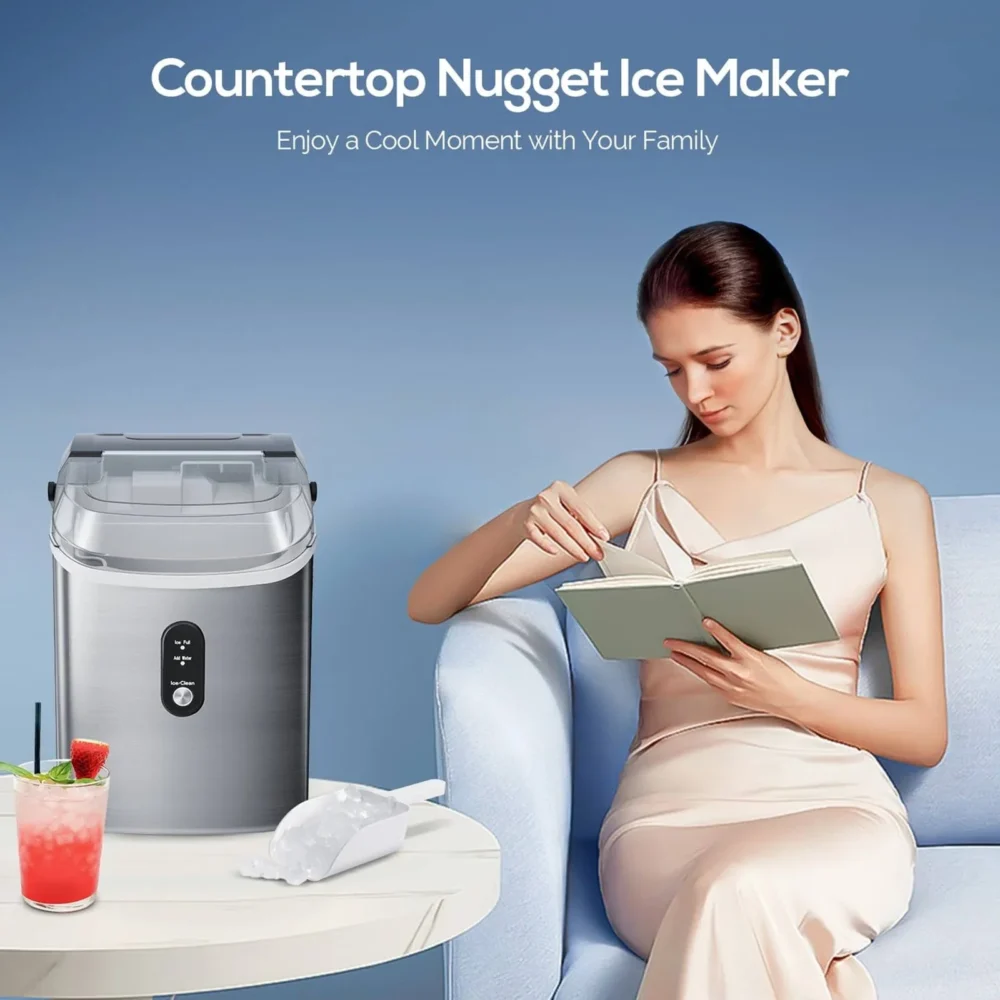 34-lb Countertop or Portable Nugget/Pebble Ice Maker (Silver Stainless Steel) Z580016 - Image 4