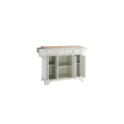 Crosley Lafayette Natural Wood Top Kitchen Island - White - Image 12