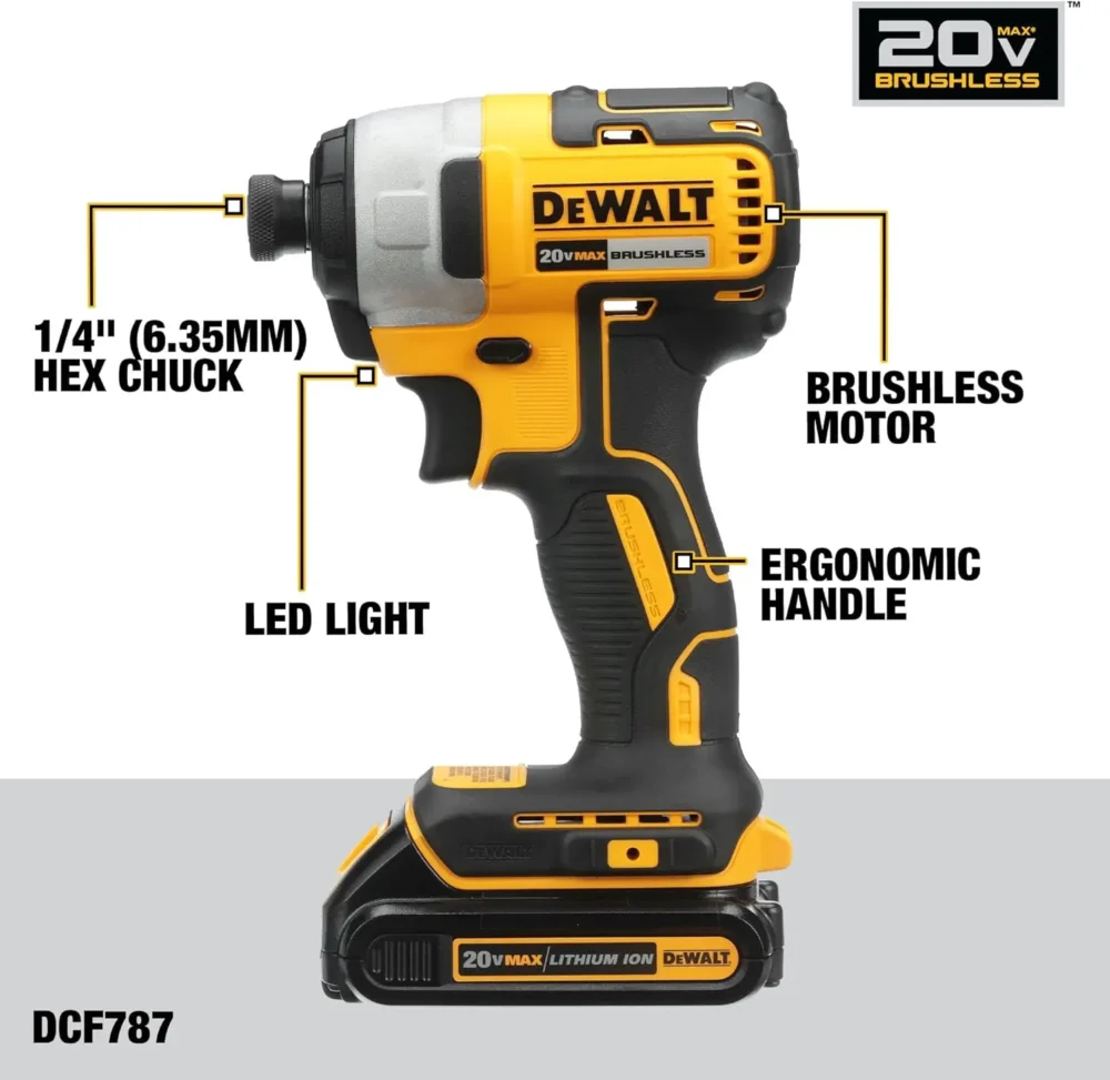 DEWALT 20V MAX Cordless Drill and Impact Driver, Power Tool Combo Kit with 2 Batteries and Charger (DCK240C2) - Image 16