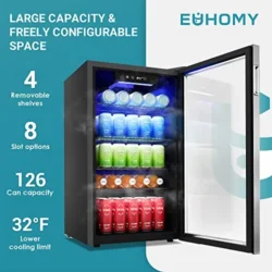 EUHOMY Beverage Refrigerator, 126 Can Mini fridge with Glass Door - Image 7