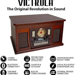 Victrola 8-in-1 Bluetooth Record Player & Multimedia Center, Built-in Stereo Speakers – Turntable, Wireless Music Streaming - Image 22