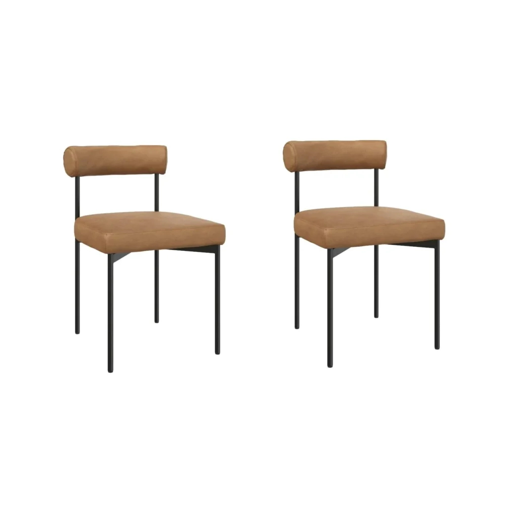 Nathan James Dahlia Counter Height Barstool or Dining Chair with Back and Upholstered Cushion - Set of 2 - Brown - 23-28 in. - Image 5