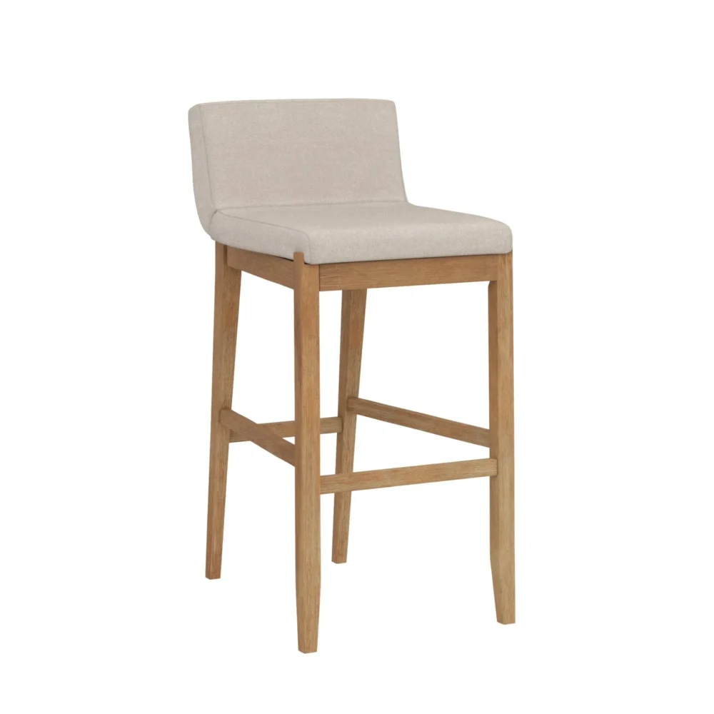 Gracie 29 in. Modern Bar Height Stool with Natural Flax Cushion Seat and Brushed Wood Legs Natural Flax/Brown (Set of 4) - Image 6