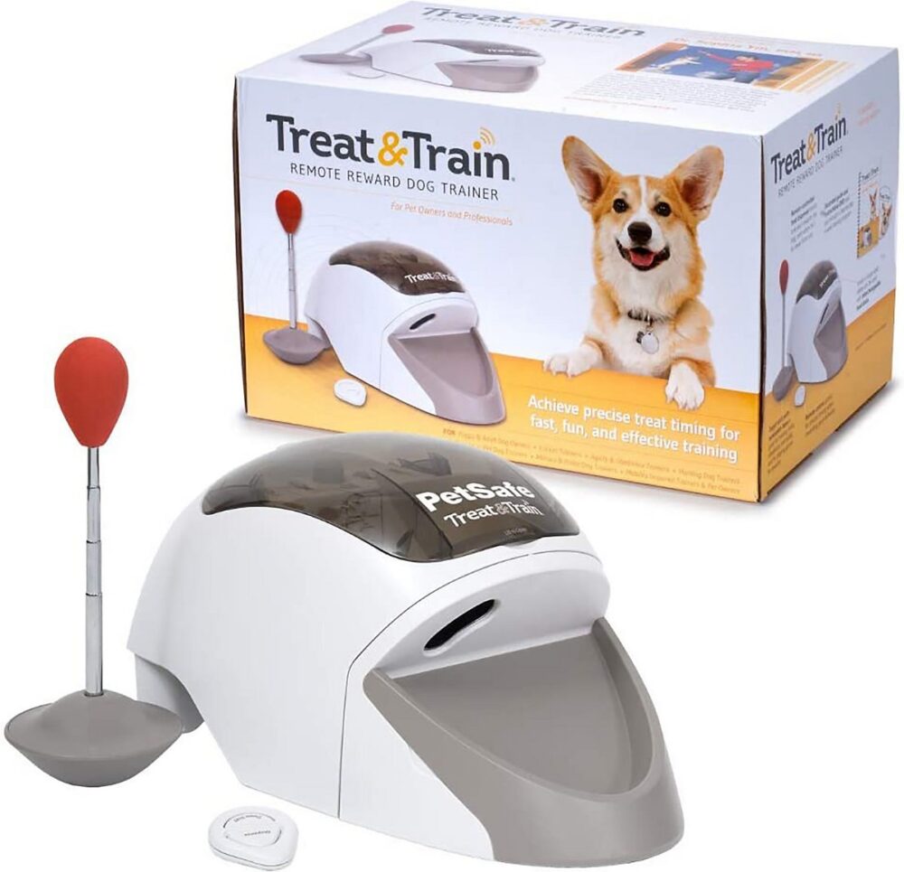 PetSafe Treat & Train ?Remote Treat Dispensing Dog Training System, Positive Reinforcement, Calm Behavior, Distraction Avoidance, Includes Training DVD, Target Wand & Remote, For Dogs 6 Months & Up