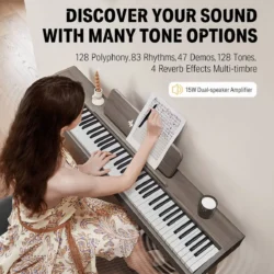 Donner 88 Key Digital Piano for Beginner, DDP-60 Electric Piano Include 3 Piano Style Pedals, Power Supply, Stand, Gray, Size: Standard - Image 4