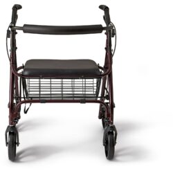 Medline Heavy Duty Extra Wide Rollator, Folding Rolling Walker, 8 Wheels, 400lb Weight Capacity, Burgundy Red Frame - Image 3