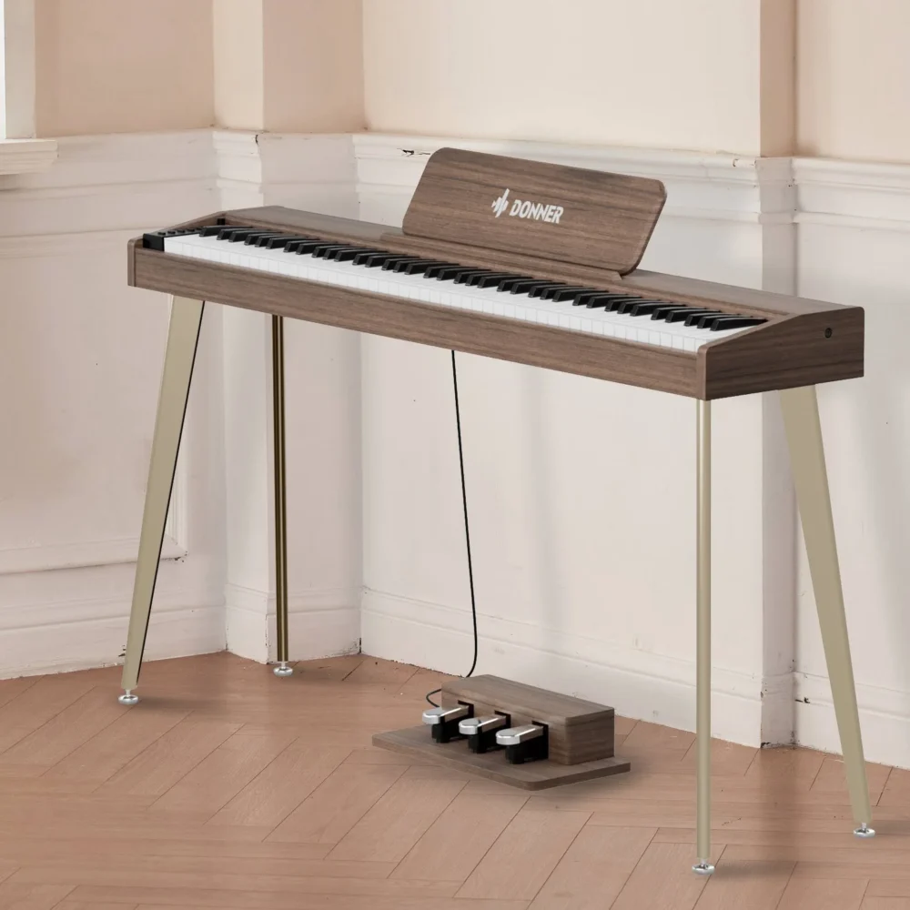 Donner 88 Key Digital Piano for Beginner, DDP-60 Electric Piano Include 3 Piano Style Pedals, Power Supply, Stand, Gray, Size: Standard