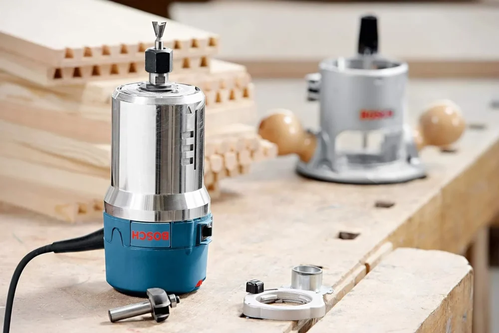 BOSCH 1617EVSPK Wood 12 Amp Router Tool Combo Kit - 2.25 Horsepower Plunge Router & Fixed Base with a Variable Speed - Image 16