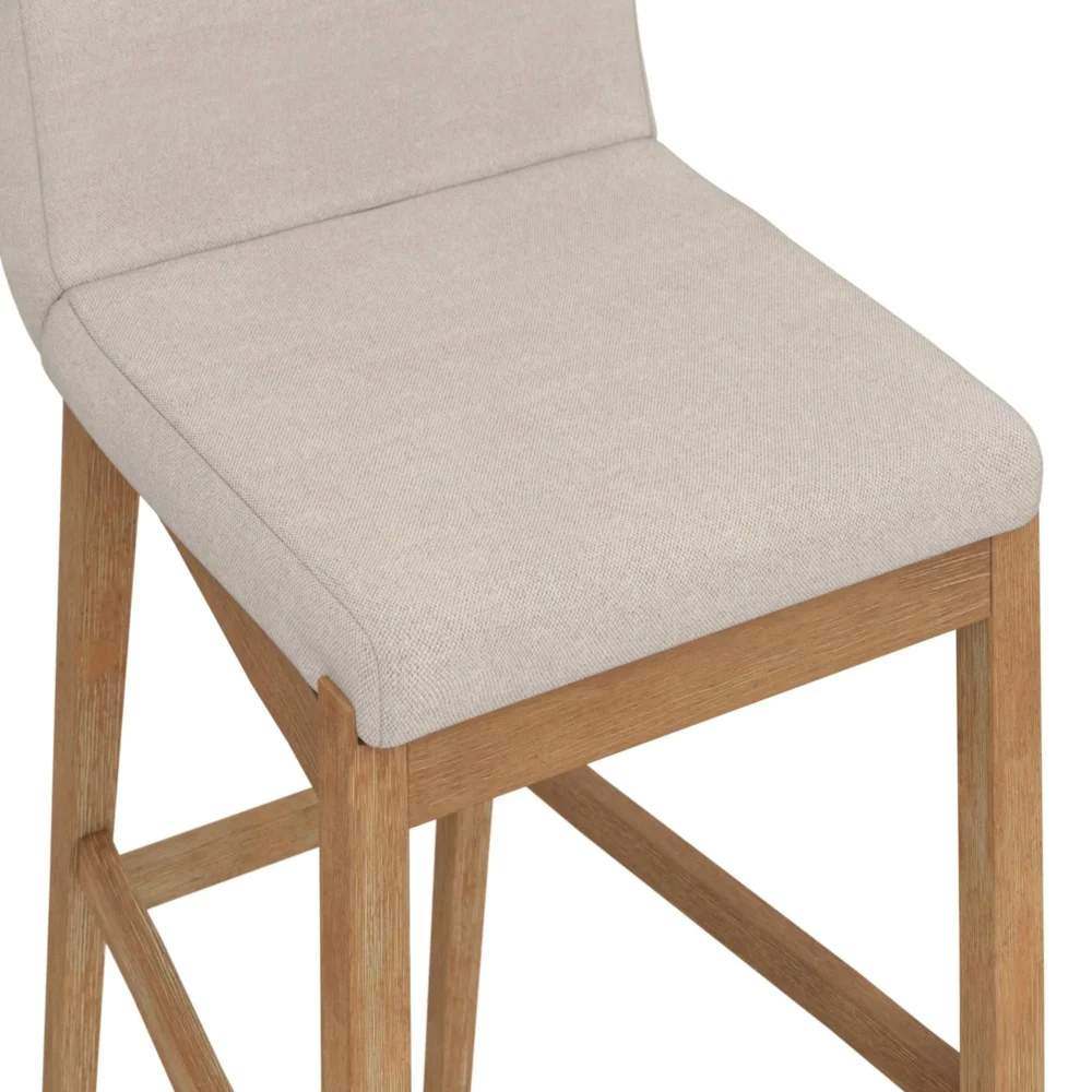 Gracie 29 in. Modern Bar Height Stool with Natural Flax Cushion Seat and Brushed Wood Legs Natural Flax/Brown (Set of 4) - Image 5