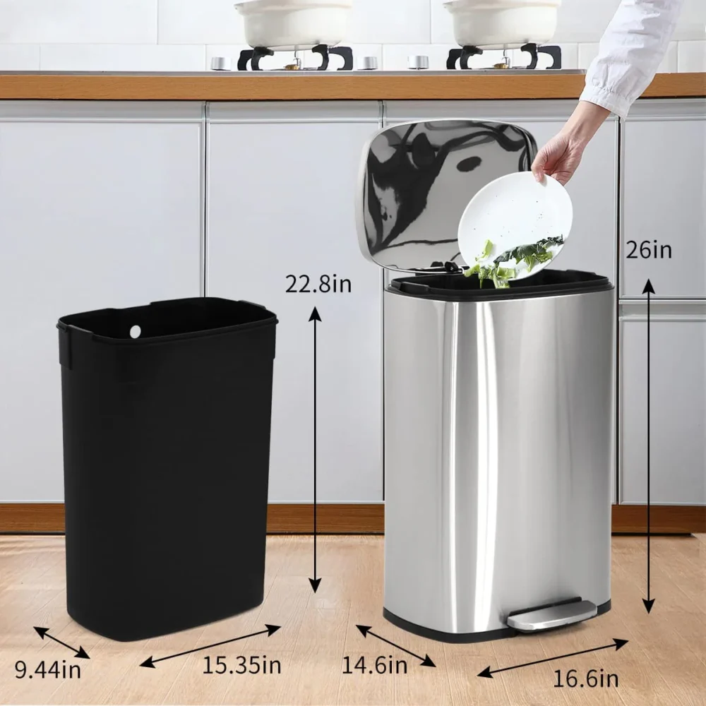 Bigacc 13 Gallon 50 Liter Kitchen Trash Can with Touch-Free & Motion Sensor, Automatic Stainless-Steel Garbage Can, Anti-Fingerprint Mute Designed Trash Bin Brushed Stainless Steel - Image 24