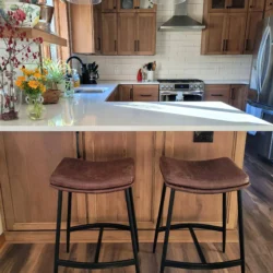 Nathan James Arlo 27 in. Modern Backless Upholstered Counter Height Bar Stool with Metal Frame Brown/Matte Black Set of 2 - Image 6